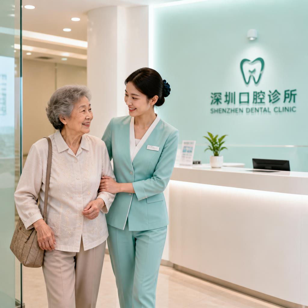 香港長者與陪診顧問一同進入深圳牙科診所